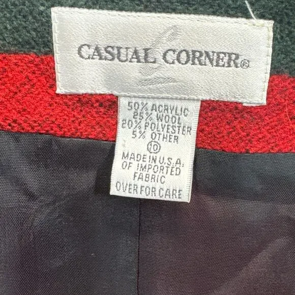 Casual Corner Vintage Red Wool Blend Aztec Western Country Blazer Women 10 - Picture 7 of 8